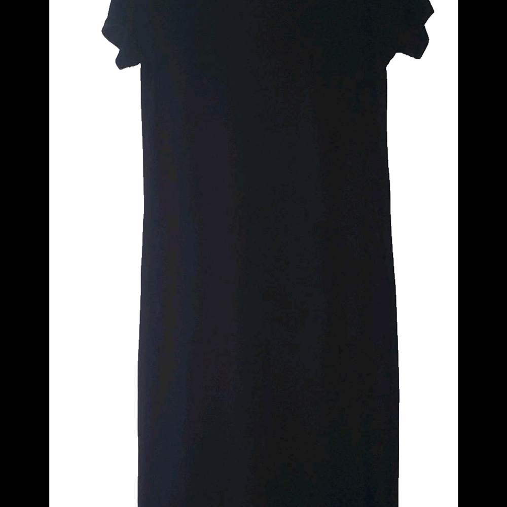Cassini Black Velour‎ Maxi Dress L Short Slv Stretch Goth Witchy Whimsigoth Vamp - Picture 2 of 13